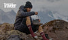 Man wearing our Condor socks with some mountains at the background