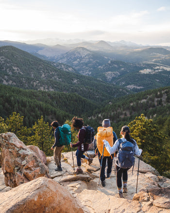 People hiking wearing alpaca fiber 