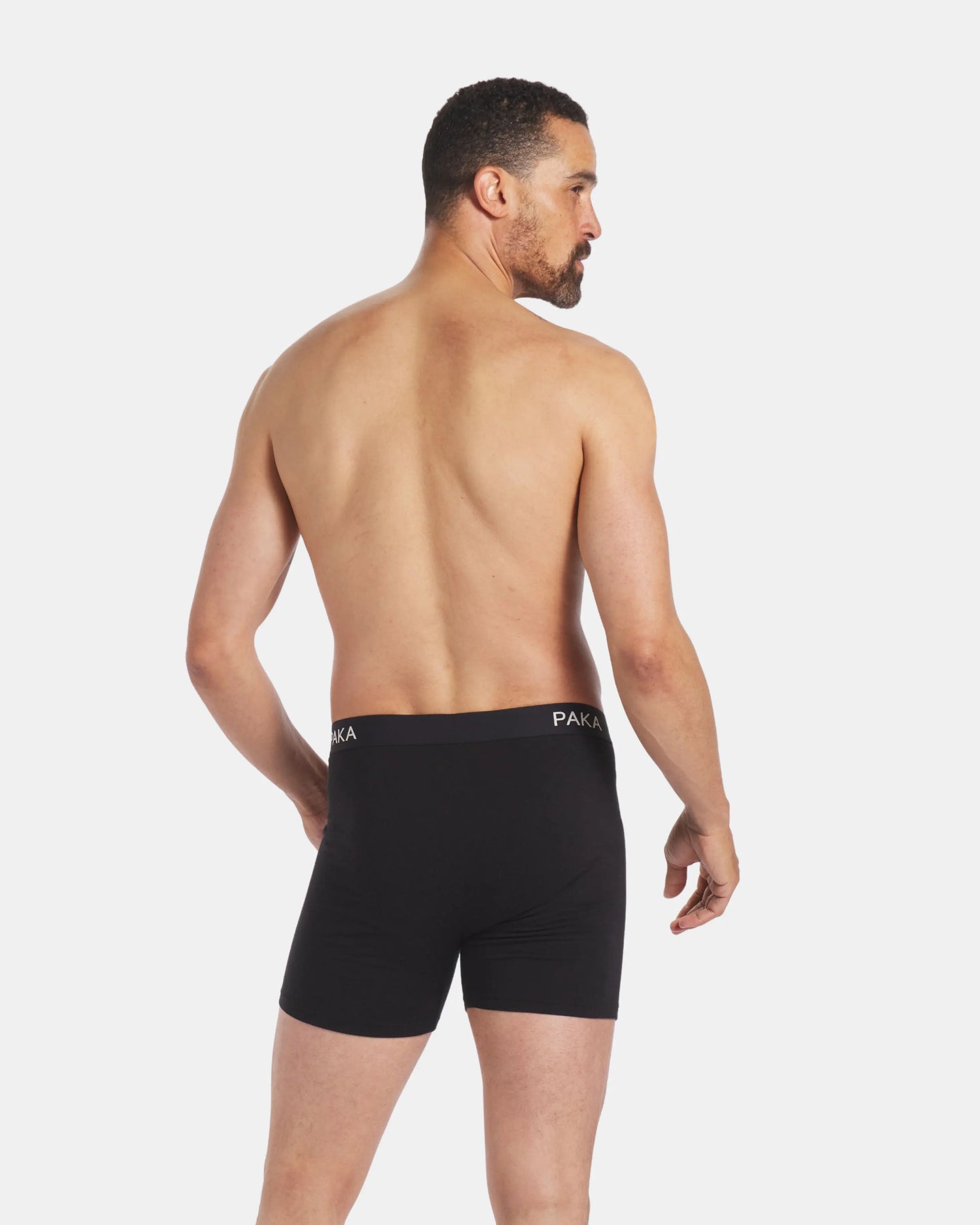 Mens black alpaca underwear briefs on model