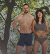 A couple wearing alpaca underwear in the nature