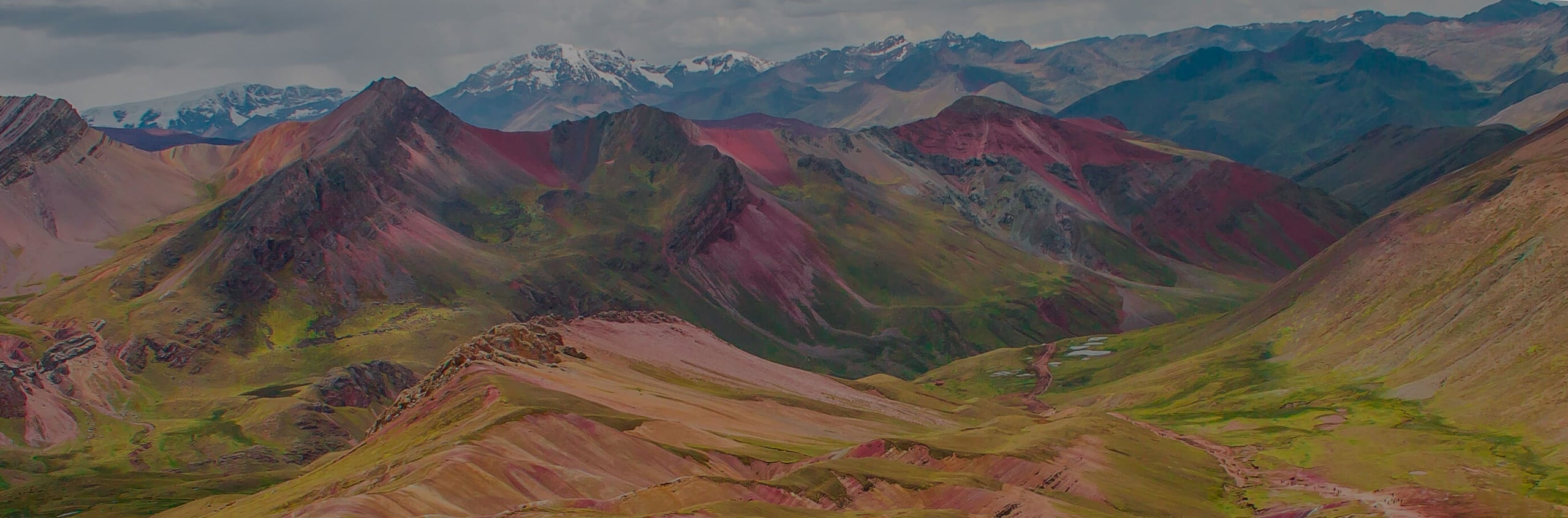 A colorful group of mountains.