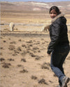 Gisella and two alpacas in the Andes Mountains
