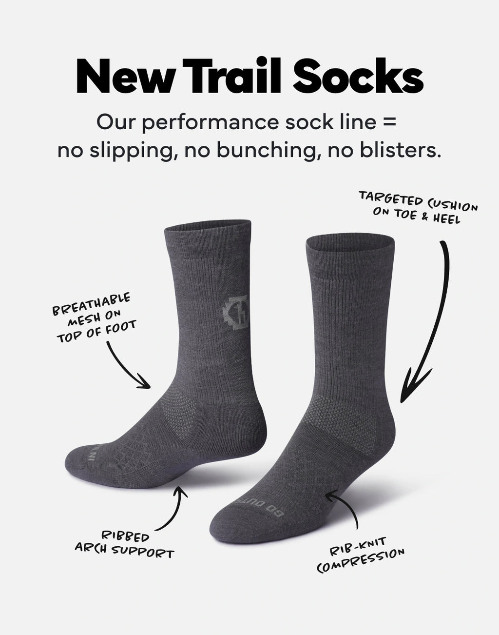 Forage Grey Alpaca Socks with Text Reading 