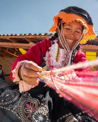 Person making Inca Bracelet
