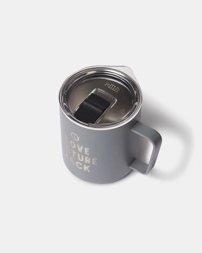 PAKA Love Nature Back Miir Gray mug with a lid on a white background