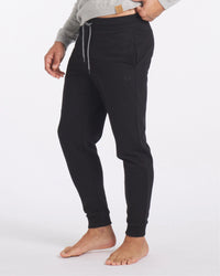 Lower Half of Model Wearing Organic Pima Cotton, Tencel and Alpaca Men’s Joggers in Black – PAKA Apparel