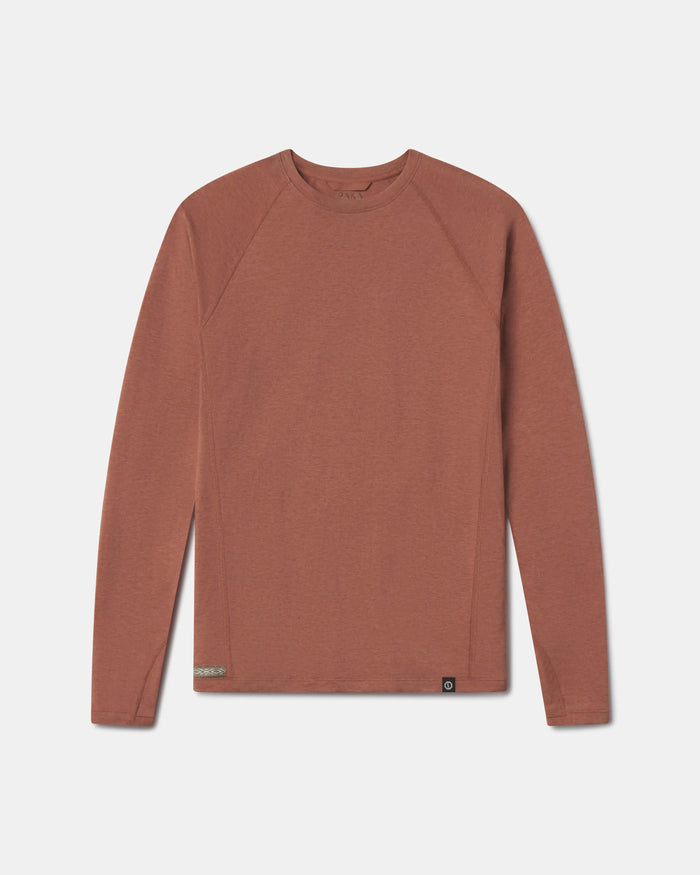 Brown long-sleeve shirt on a light gray background