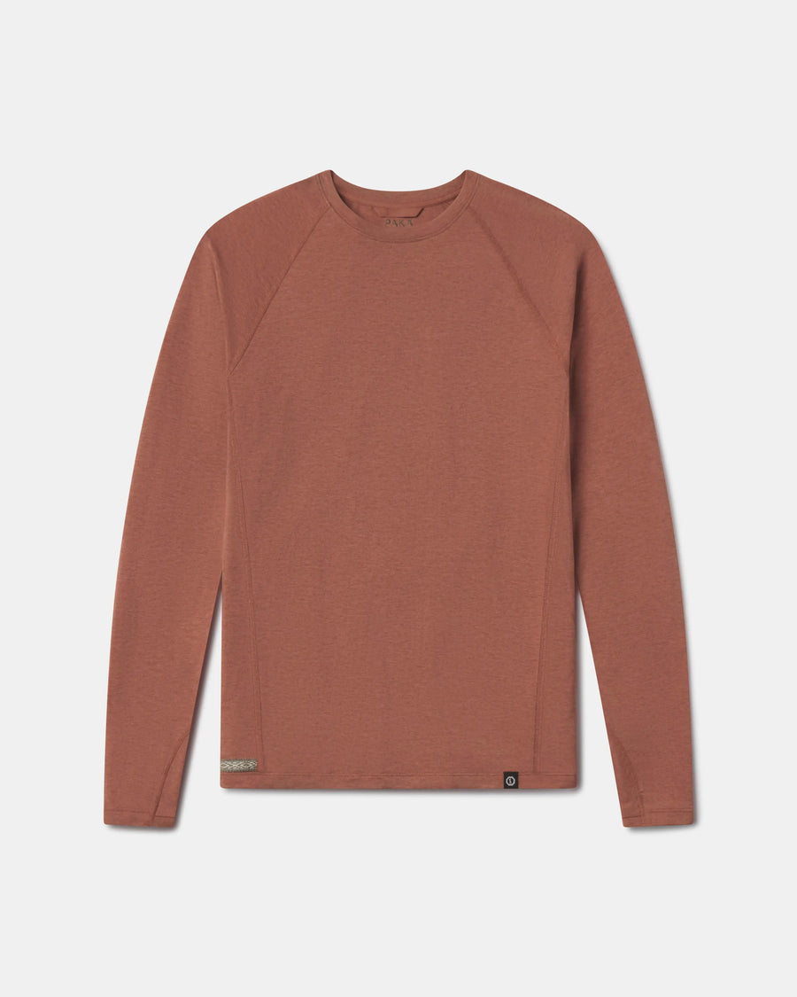 Brown long-sleeve shirt on a light gray background
