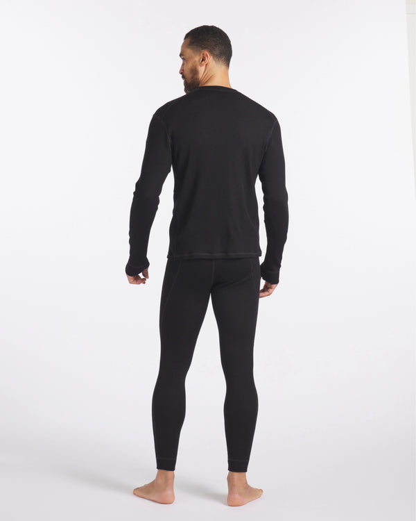 Back of Man in Black Warm Alpaca Thermal Long Underwear – PAKA Apparel