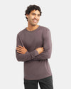 Front view of Men’s Aire Long Sleeve in Andean Truffle showcasing its slim fit with a light gray background