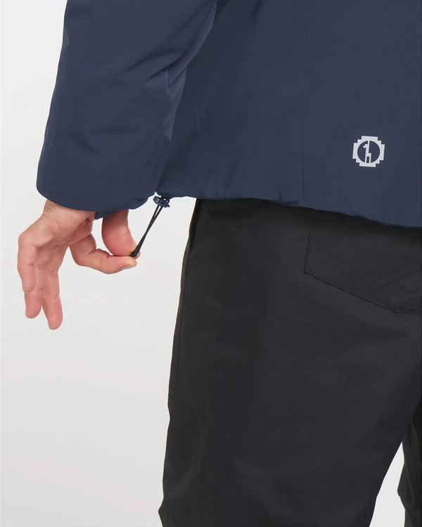 Hand Pulling Waist Drawstring of Navy Blue Men's Apu Parka Sustainable Ski Jacket – PAKA Apparel