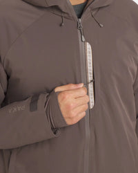 Close Up of Inca ID by Zipper of Men’s Apu Parka Winter Jacket in Wood Brown – PAKA Apparel