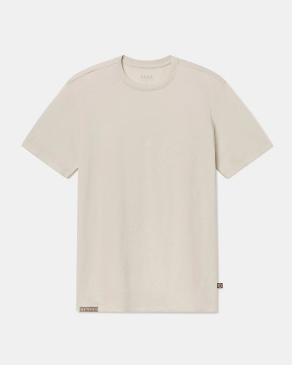 Bone / Off-White Essential Tee Men's Organic Pima Cotton and Alpaca T-Shirt from Peru – PAKA Apparel