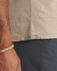 Side Waist View of Peruvian Inca ID on Desert / Tan Essential Tee Men's Lightweight Pima Cotton and Alpaca T-Shirt – PAKA Apparel