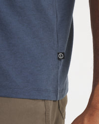 Side Waist View of Navy Essential Tee Men's Organic Pima Cotton and Alpaca T-Shirt – PAKA Apparel