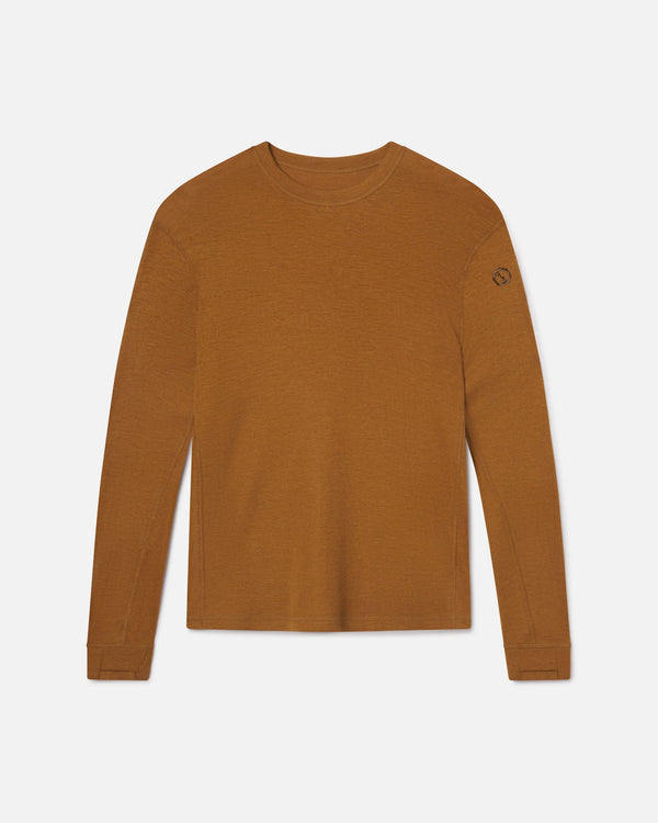 Men's Golden Brown Alpaca Wool Thermal Baselayer Shirt Top for Skiing, Snowboarding and Winter Hiking – PAKA Apparel