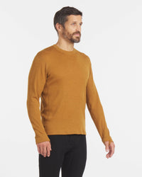 Man Looking to Side in Golden Brown Alpaca Wool Thermal Winter Baselayer Shirt – PAKA Apparel