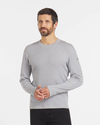 Man Looking Off Camera in Silver / Light Grey Alpaca Wool Thermal Winter Baselayer Shirt – PAKA Apparel