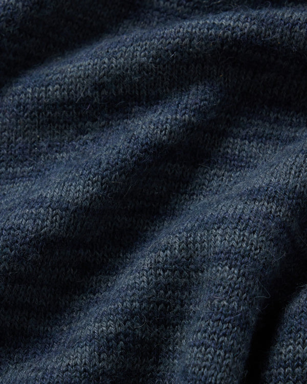 Close-Up of Alpaca Natural Fiber Fabric on The Hoodie Navy Blue Sustainable Hoodie Sweater – PAKA Apparel