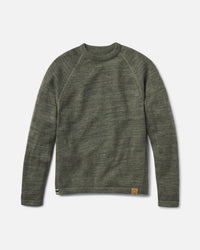 Front view of The Original Crew alpaca wool crewneck sweater showing raglan sleeves and knit texture on light gray background