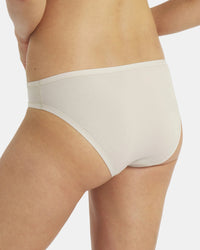 Back view of Women’s Essential Bikini Brief in Birch, showing low-profile cut and ultra-soft natural-fiber fabric