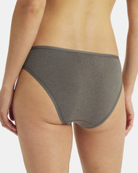 Rear view of Women’s Essential Bikini Brief showcasing lower-profile cut and full back coverage made from breathable natural fiber on a plain light background