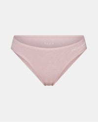Front view of Women’s Essential Bikini Brief in lilac, low-rise bikini cut with soft heathered fabric on light gray background