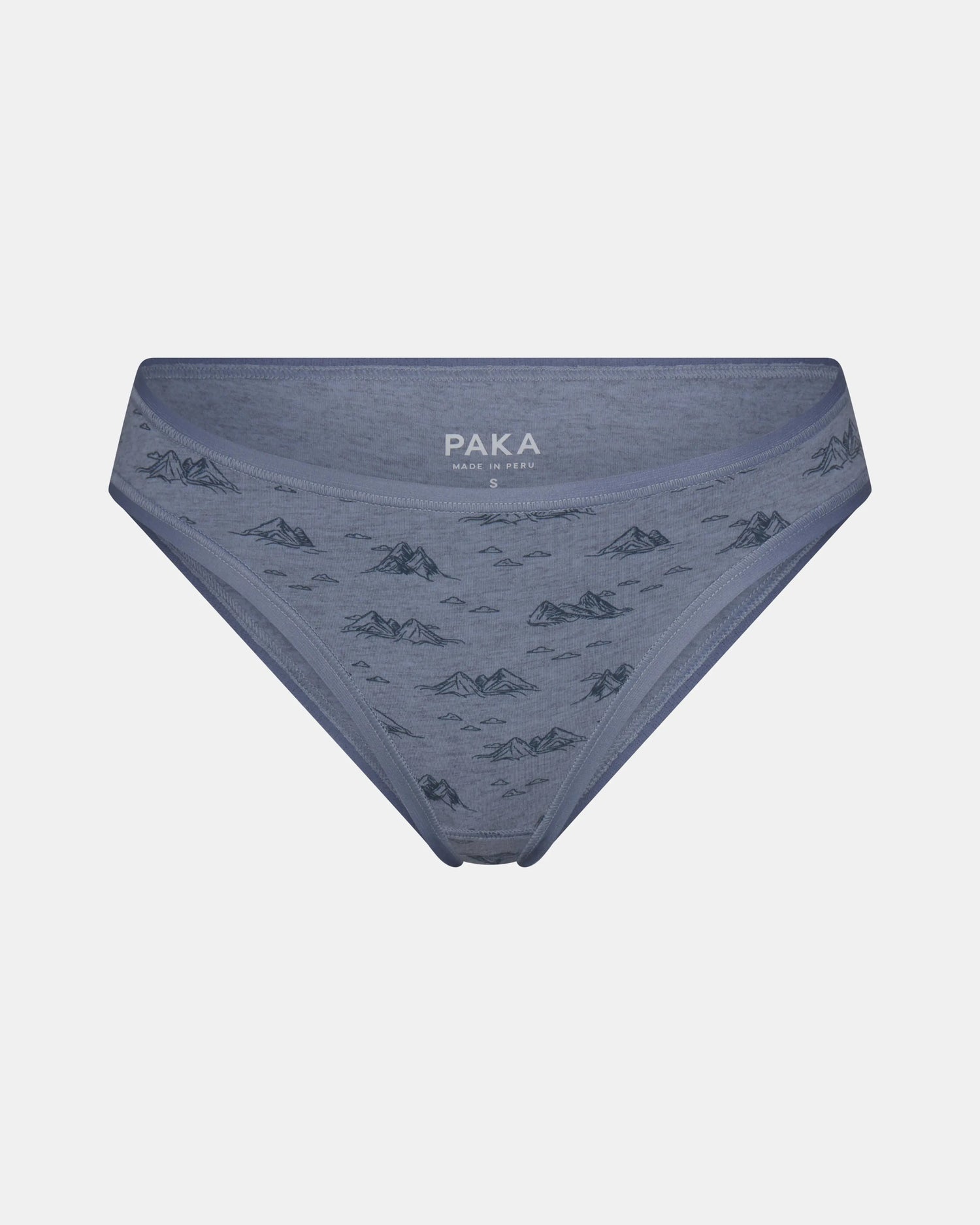 Blue underwear with a pattern on a light gray background
