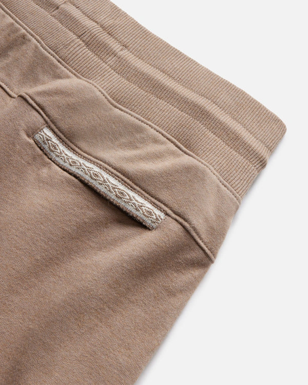 Close-Up of Handwoven Inca ID on Walnut / Tan Everyday Joggers – PAKA Apparel