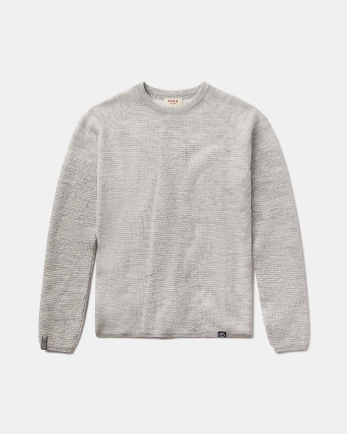 Women's Mountain Crew Sweater in Light Grey on a white background