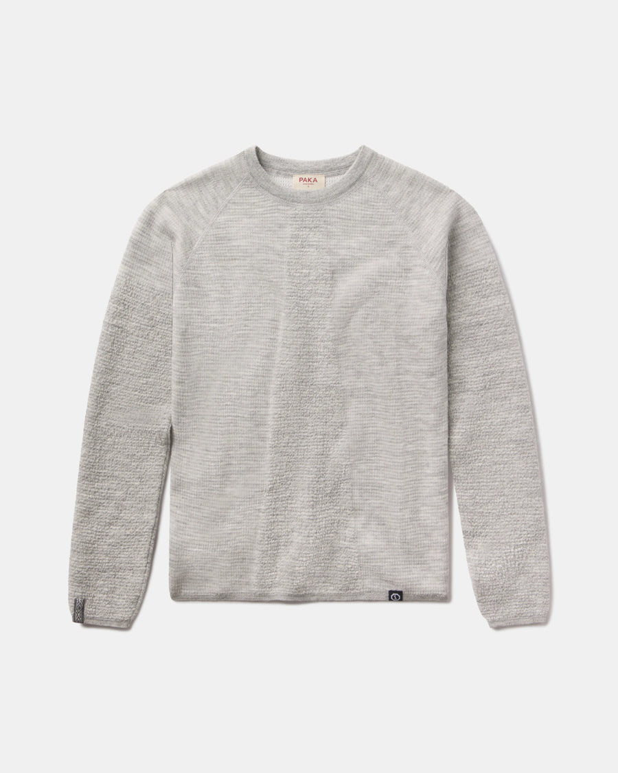 Women's Mountain Crew Sweater in Light Grey on a white background
