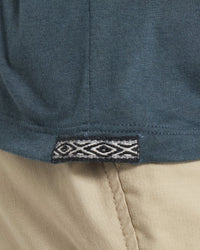 Close-Up of Inca ID on Women's Aire Breathable Long Sleeve Hiking Shirt in Navy – PAKA Apparel