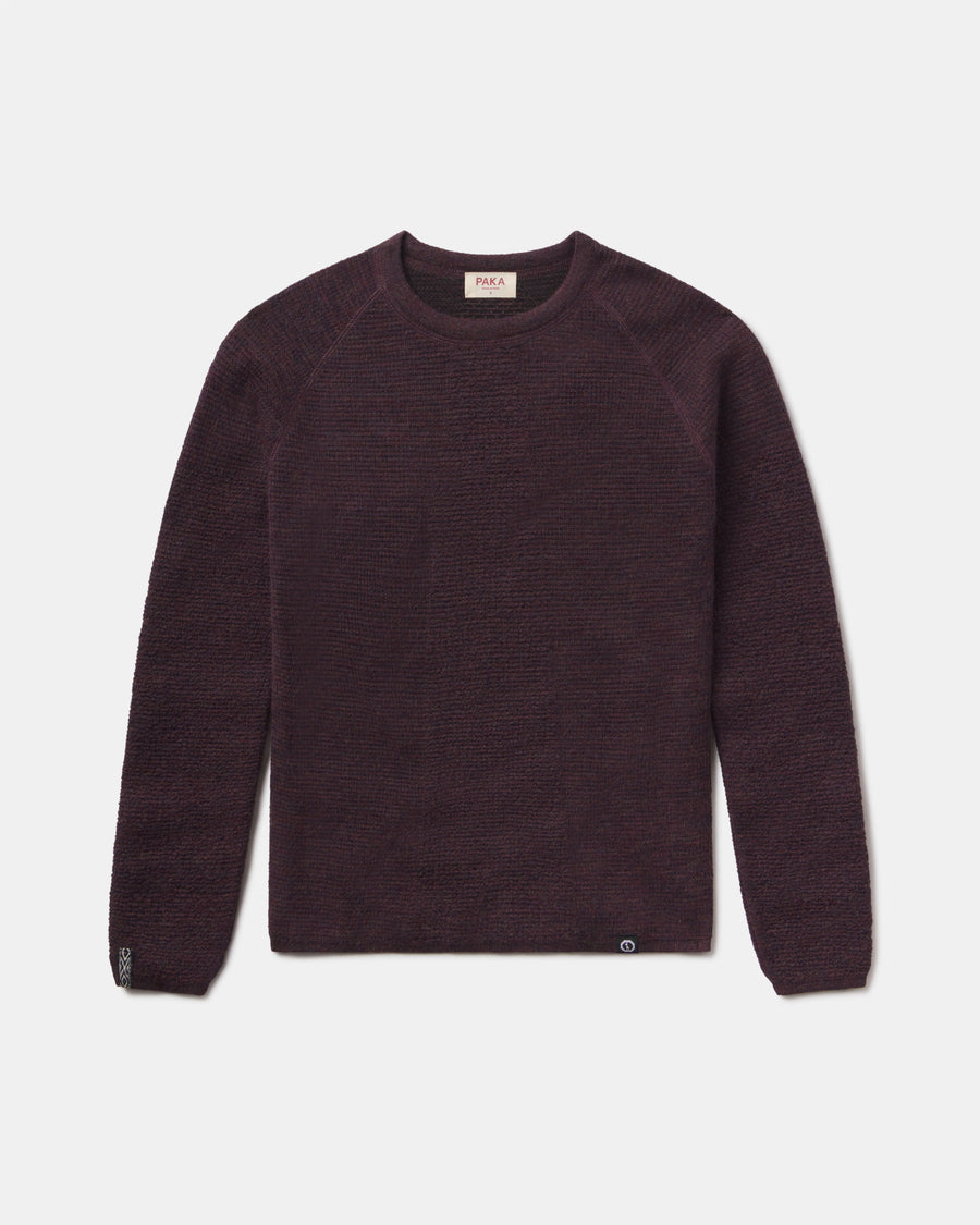Women's Mountain Crew in Eggplant on a light gray background