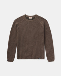 Women's Mountain Crew sweater in Wood on a light gray background