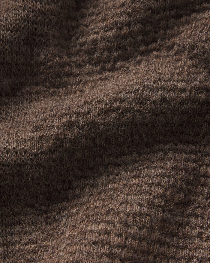 Women's Mountain Crew sweater in Wood closeup