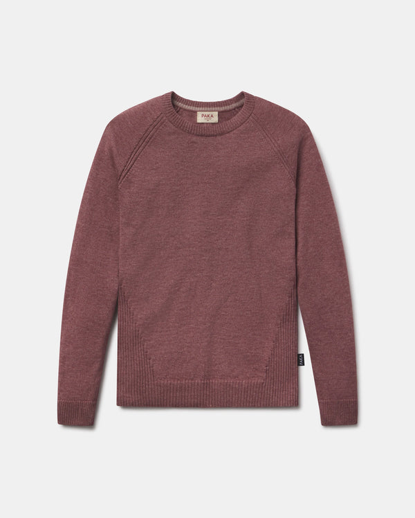 Maroon sweater on a light gray background