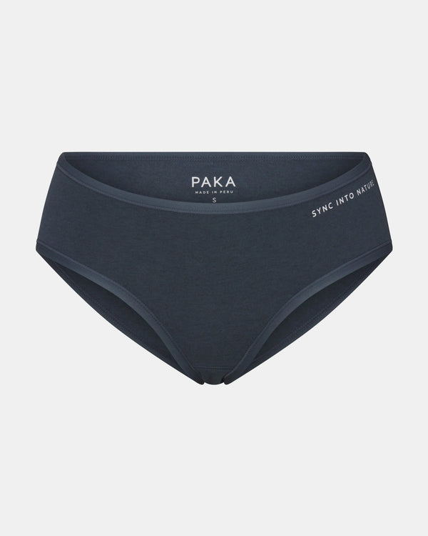 Navy underwear with 'PAKA' branding on a light gray background