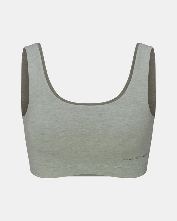 PAKA Women's Scoop Bralette in Lichen on a light gray background