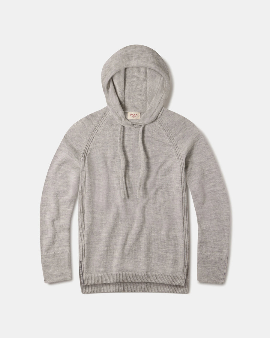 Lightweight Alpaca Women's Hoodie Sweater in Light Grey – PAKA Apparel