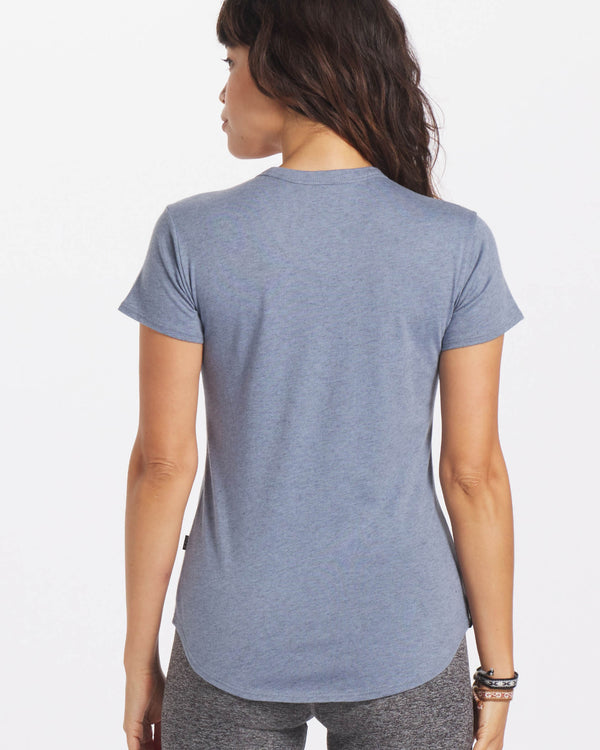 Back of Woman in Lightweight Alpaca and Organic Cotton Blend T-Shirt – PAKA Apparel