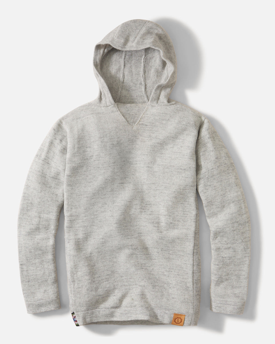 Alpaca hoodie sweater light grey flat lay 