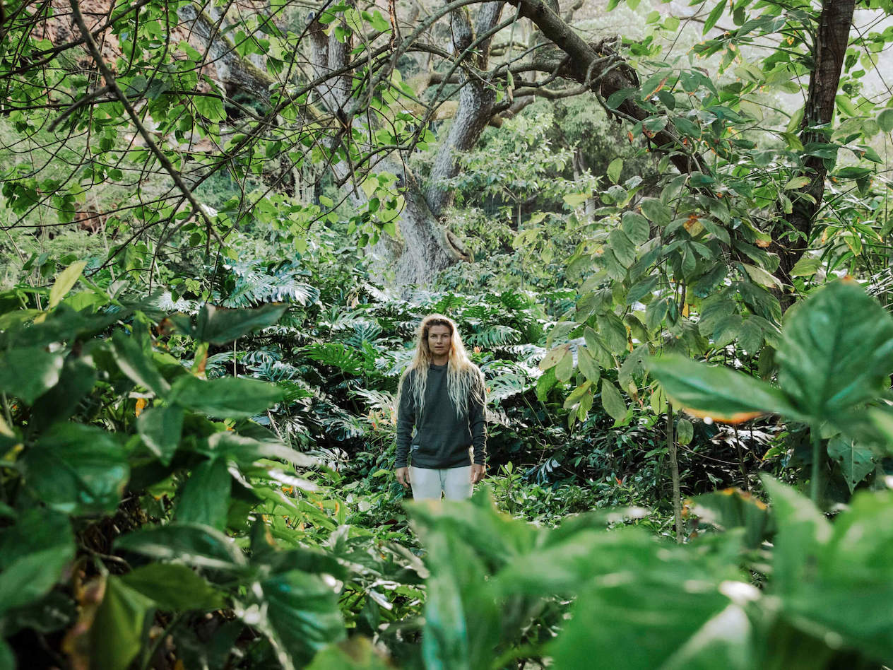 women's green breathe hoodie on model
