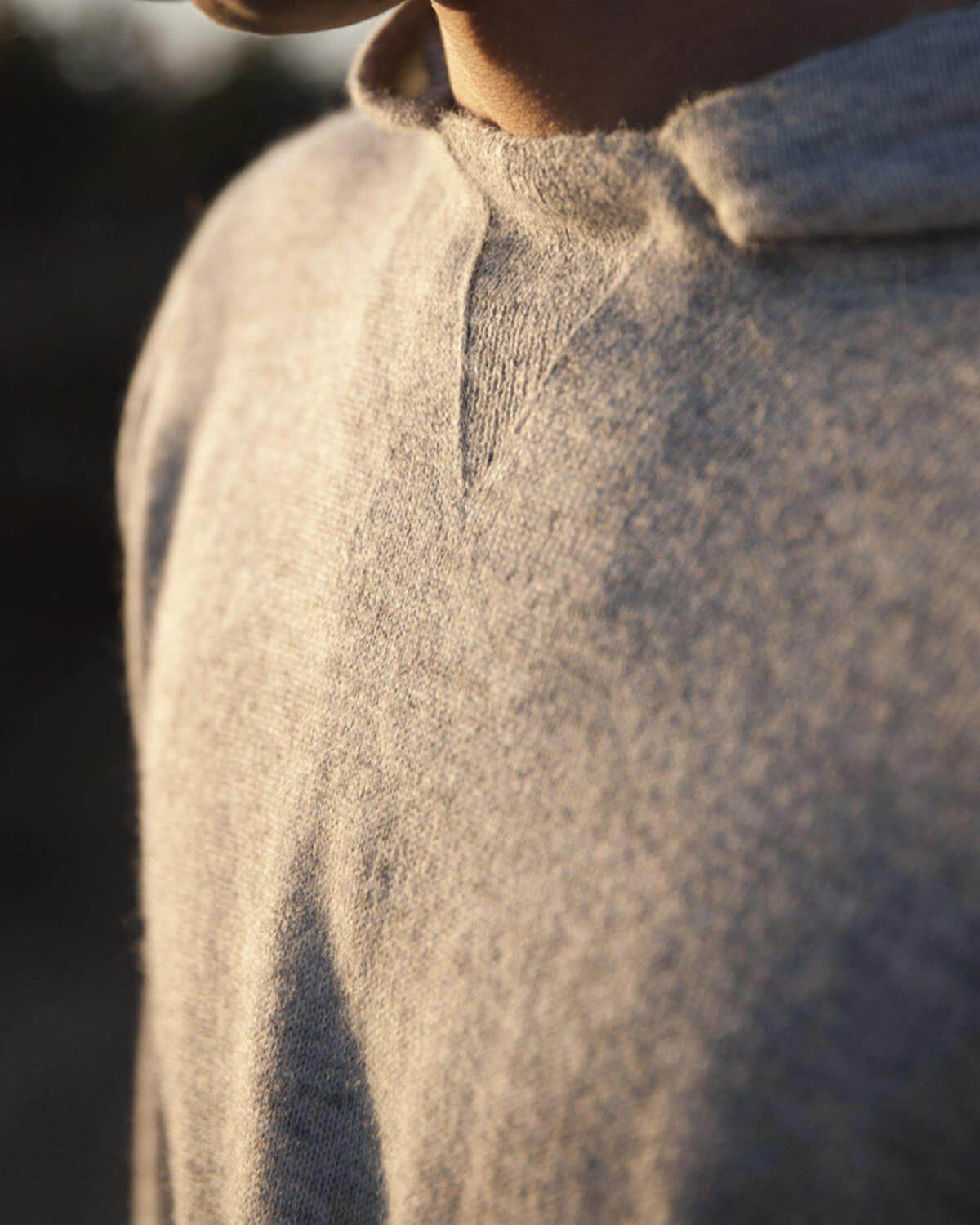 Alpaca hoodie sweater light grey on model