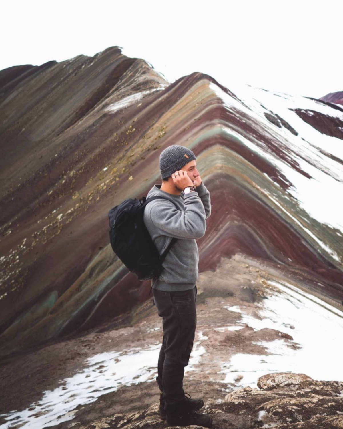 Charcoal Beanie at Rainbow Mountain, Peru
