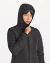 Womens black puffer jacket with hood