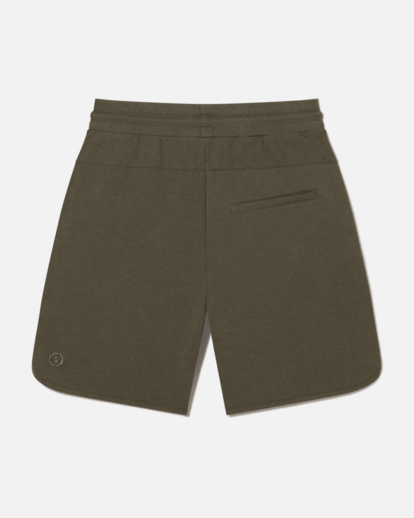 Back of Andean Moss / Dark Green Men’s Terry Cloth Shorts for Lounging or Hiking – PAKA Apparel