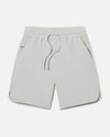 Cream men's alpaca terry shorts flat lay