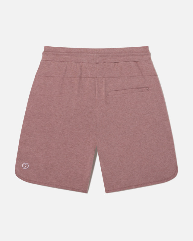 Pink men's alpaca terry shorts flat lay back