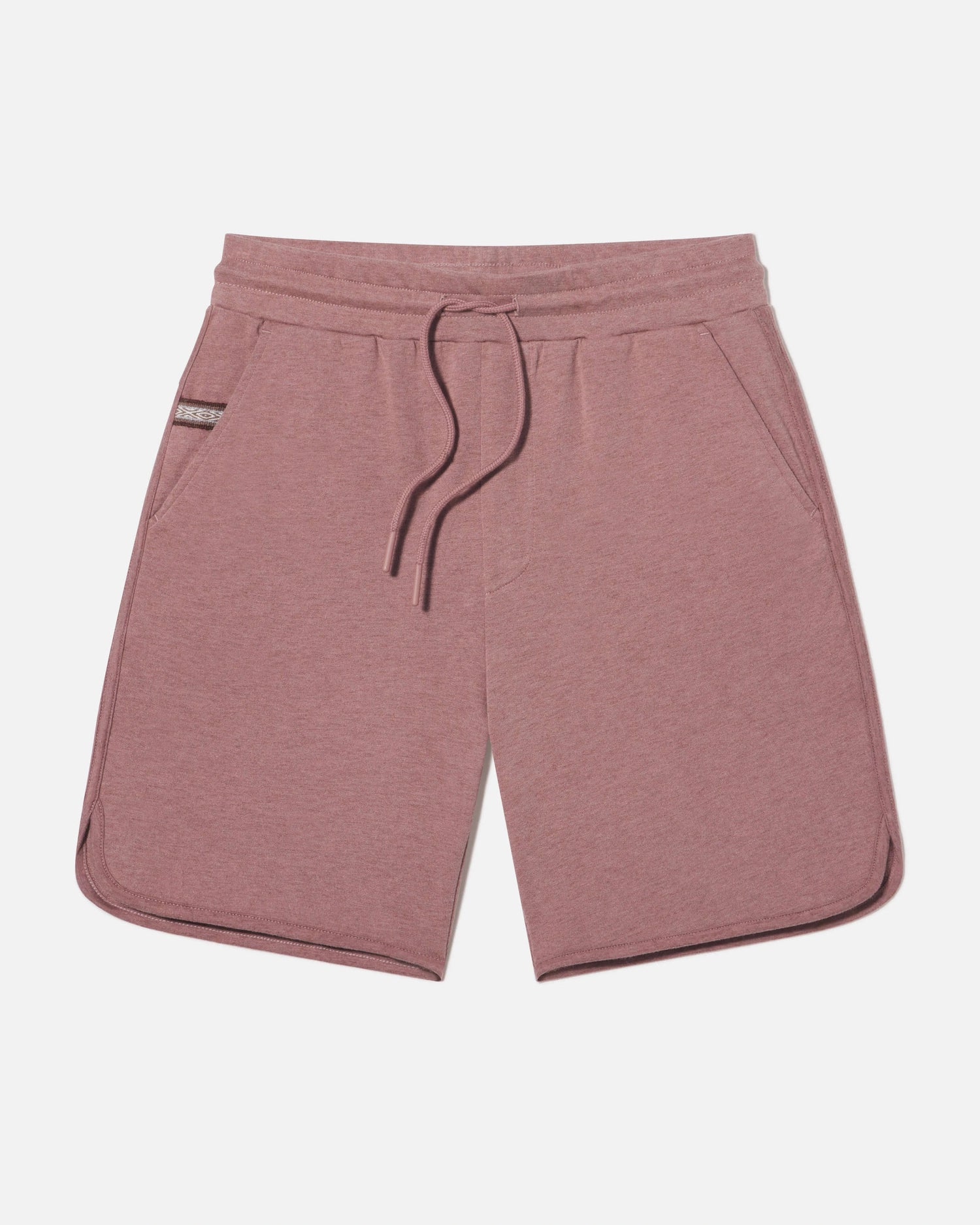 Pink men's alpaca terry shorts flat lay