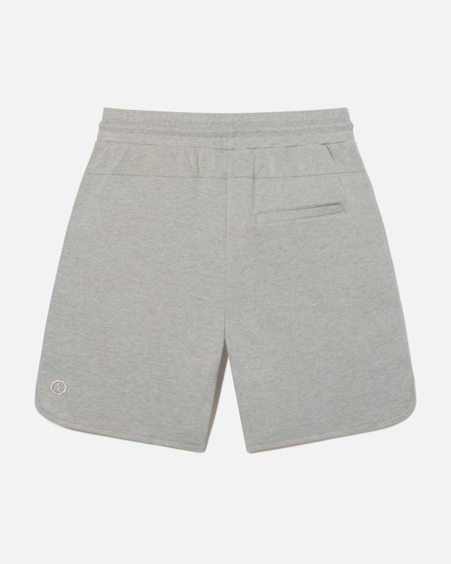Grey men's alpaca terry shorts flat lay back